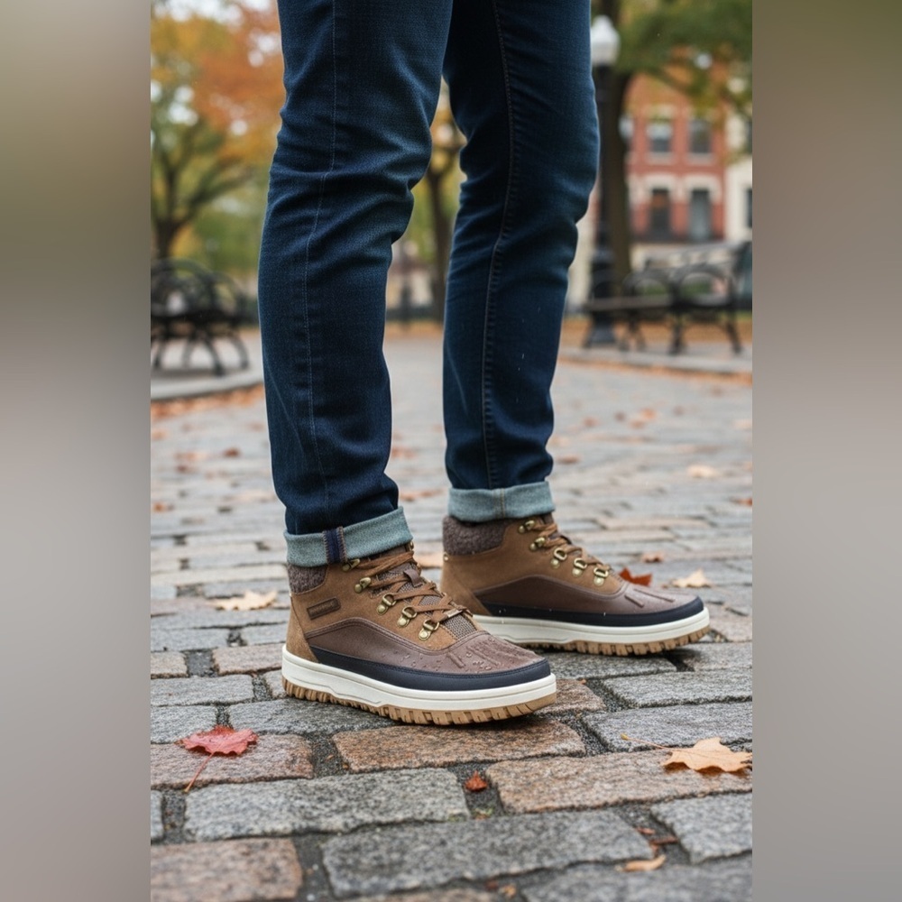Weatherproof‎ Landon All Seasons Memory Foam Casual Leather Brown Boots Men's 10